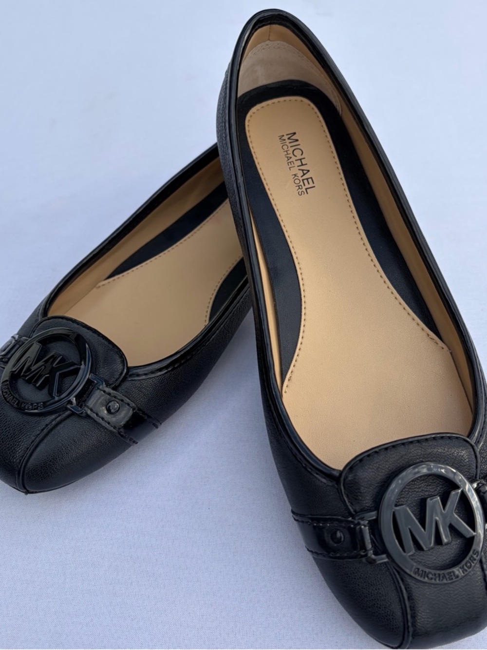 Michael Kors Fulton Ballerina Ballet Flats Black Leather Womens Sz 7 New